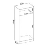 Guardaroba Giovo, Mobile appendiabiti per camera da letto, Armadio a 2 ante battenti, 81x52h184 cm, Rovere