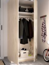 Guardaroba Giovo, Mobile appendiabiti per camera da letto, Armadio a 2 ante battenti, 81x52h184 cm, Rovere