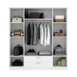 Guardaroba grande Acomizza, Mobile camera da letto, Cabina armadio portabiti, Armadio appendiabiti, 200x52 h215 cm, Bianco