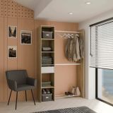 Guardaroba grande Adour, Mobile camera da letto, Cabina armadio portabiti, Armadio appendiabiti, 118x40 h183 cm, Rovere e Bianco opaco