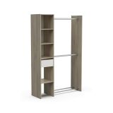 Guardaroba grande Adour, Mobile camera da letto, Cabina armadio portabiti, Armadio appendiabiti, 118x40 h183 cm, Rovere e Bianco opaco