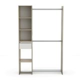 Guardaroba grande Adour, Mobile camera da letto, Cabina armadio portabiti, Armadio appendiabiti, 118x40 h183 cm, Rovere e Bianco opaco