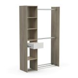Guardaroba grande Adour, Mobile camera da letto, Cabina armadio portabiti, Armadio appendiabiti, 118x40 h183 cm, Rovere e Bianco opaco