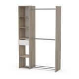 Guardaroba grande Adour, Mobile camera da letto, Cabina armadio portabiti, Armadio appendiabiti, 118x40 h183 cm, Rovere e Bianco opaco