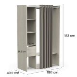 Guardaroba grande Arnon, Mobile camera da letto, Cabina armadio portabiti, Armadio appendiabiti, 119x50 h183 cm, Rovere