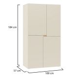 Guardaroba Grande Beige 5 Ripiani Appendiabiti 100x184h cm, Apertura Battente - Lidasone