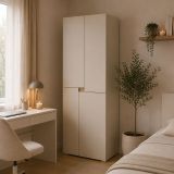 Guardaroba Grande Beige 5 Ripiani Appendiabiti 42x184h cm, Apertura Battente - Lidasime