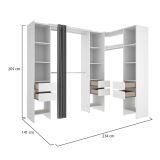 Guardaroba grande Biaena, Mobile camera da letto, Cabina armadio portabiti, Armadio appendiabiti, 234x141 h205 cm, Bianco