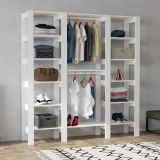 Guardaroba Grande Bianco 10 Ripiani Appendiabiti 161x180h cm, 12 Vani - Nerviano