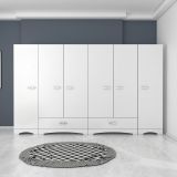 Guardaroba Grande Bianco 10 Ripiani Appendiabiti 243x181h cm, 2 Cassetti - Madruzzo