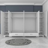 Guardaroba Grande Bianco 10 Ripiani Appendiabiti 243x181h cm, 2 Cassetti - Madruzzo