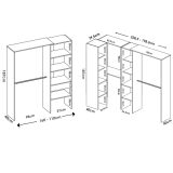 Guardaroba Grande Bianco 12 Ripiani Appendiabiti 388x187h cm, Modulabile - Trana