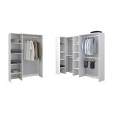 Guardaroba Grande Bianco 13 Ripiani Appendiabiti 369x187h cm, Modulabile - Comano