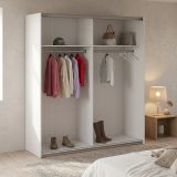 Guardaroba Grande Bianco 2 Ripiani Appendiabiti 182x200h cm, 4 Vani - Neive