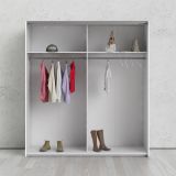 Guardaroba Grande Bianco 2 Ripiani Appendiabiti 182x200h cm, 4 Vani - Neive