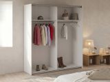 Guardaroba Grande Bianco 2 Ripiani Appendiabiti 182x200h cm, 4 Vani - Neive