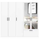 Guardaroba Grande Bianco 3 Ripiani Appendiabiti 225x210h cm, un Cassetto - Letesori