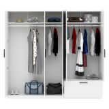 Guardaroba Grande Bianco 3 Ripiani Appendiabiti 225x210h cm, un Cassetto - Letesori