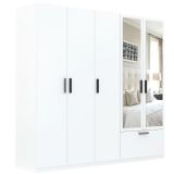 Guardaroba Grande Bianco 3 Ripiani Appendiabiti 225x210h cm, un Cassetto - Letesori