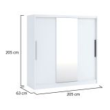 Guardaroba Grande Bianco 5 Ripiani Appendiabiti 205x205h cm, Apertura Scorrevole - Lesitoto