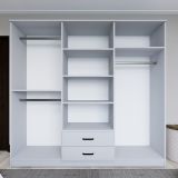 Guardaroba Grande Bianco 6 Ripiani Appendiabiti 180x190h cm, 2 Cassetti - Copiano