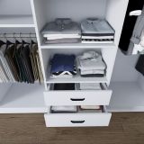 Guardaroba Grande Bianco 6 Ripiani Appendiabiti 180x190h cm, 2 Cassetti - Copiano