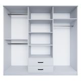 Guardaroba Grande Bianco 6 Ripiani Appendiabiti 180x190h cm, 2 Cassetti - Copiano