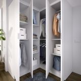 Guardaroba Grande Bianco 8 Ripiani Appendiabiti 131x184h cm, Cassetti - Woodbury