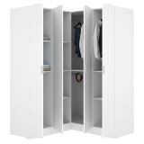 Guardaroba Grande Bianco 8 Ripiani Appendiabiti 131x184h cm, Cassetti - Woodbury