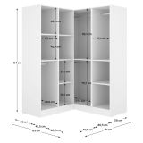 Guardaroba Grande Bianco 8 Ripiani Appendiabiti 131x184h cm, Cassetti - Woodbury