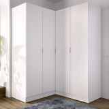 Guardaroba Grande Bianco 8 Ripiani Appendiabiti 131x184h cm, Cassetti - Woodbury
