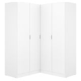 Guardaroba Grande Bianco 8 Ripiani Appendiabiti 131x184h cm, Cassetti - Woodbury