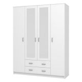 Guardaroba Grande Bianco 9 Ripiani Appendiabiti 160x205h cm, Apertura Battente e Scorrevole - Miazzina