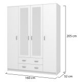 Guardaroba Grande Bianco 9 Ripiani Appendiabiti 160x205h cm, Apertura Battente e Scorrevole - Miazzina