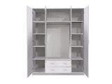 Guardaroba Grande Bianco 9 Ripiani Appendiabiti 160x205h cm, Apertura Battente e Scorrevole - Miazzina