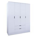 Guardaroba Grande Bianco Appendiabiti 9 Ripiani 140x182h cm, 2 Cassetti - Paterno