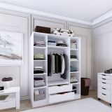Guardaroba Grande Bianco Appendiabiti 9 Ripiani 140x182h cm, 2 Cassetti - Paterno