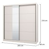 Guardaroba Grande Bianco Beige Nero Appendiabiti 5 Ripiani 205x215.5h cm, 8 Vani - Orero