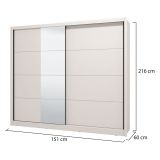 Guardaroba Grande Bianco Beige Nero Appendiabiti 8 Ripiani 251x215.5h cm, 12 Vani - Pedavena