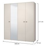 Guardaroba Grande Bianco Crema 2 Ripiani Appendiabiti 179.5x210.5h cm, 4 Vani - Bustone