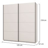 Guardaroba Grande Bianco Crema 2 Ripiani Appendiabiti 195x218h cm, Apertura Scorrevole - Cariano