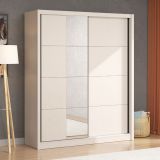 Guardaroba Grande Bianco Crema 5 Ripiani Appendiabiti 180x215.5h cm, 2 Ante - Manfredi