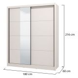 Guardaroba Grande Bianco Crema 5 Ripiani Appendiabiti 180x215.5h cm, 2 Ante - Manfredi