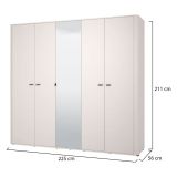 Guardaroba Grande Bianco Crema 6 Ripiani Appendiabiti 224.5x210.5h cm, 9 Vani - Orsogna