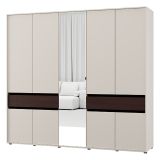 Guardaroba Grande Bianco Crema Marrone Noce 2 Cassetti 7 Ripiani 228x211h cm, Appendiabiti - Ubud