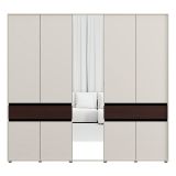 Guardaroba Grande Bianco Crema Marrone Noce 2 Cassetti 7 Ripiani 228x211h cm, Appendiabiti - Ubud