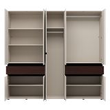 Guardaroba Grande Bianco Crema Marrone Noce 2 Cassetti 7 Ripiani 228x211h cm, Appendiabiti - Ubud