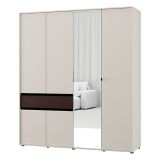 Guardaroba Grande Bianco Crema Marrone Noce un Cassetto 5 Ripiani 183x211h cm, Appendiabiti - Pai