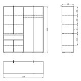 Guardaroba Grande Bianco Crema Marrone Noce un Cassetto 5 Ripiani 183x211h cm, Appendiabiti - Pai