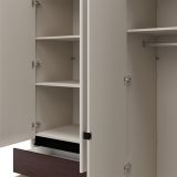 Guardaroba Grande Bianco Crema Marrone Noce un Cassetto 5 Ripiani 183x211h cm, Appendiabiti - Pai